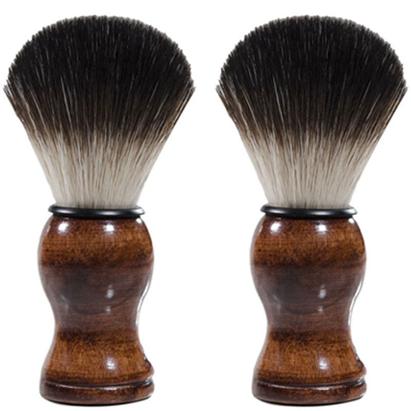 2X Men Shaving Brush Shave Wooden Handle Facial Beard Cleaning Appliance