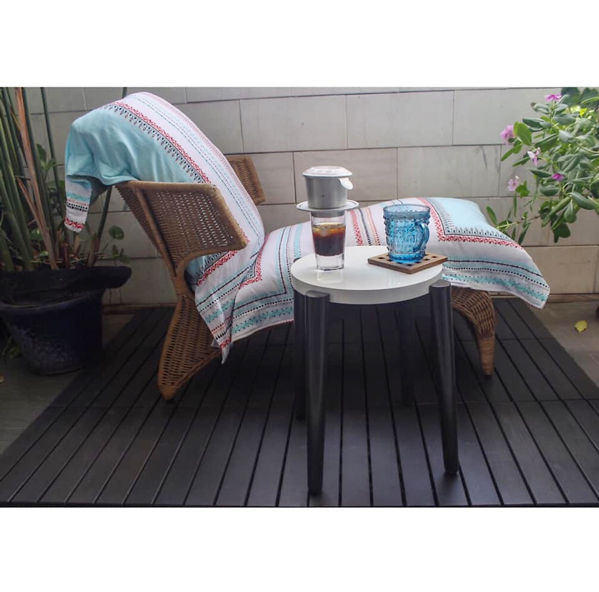 COMBO 5 Ván sàn gỗ vỉ nhựa 4 nan, 6 nan va 12 nan Màu Ghi Xám - Vỉ nhựa PP nguyên chất - Vỉ gỗ nhựa lót sàn nhà tắm ban công sân thượng ngoài trời giá rẻ