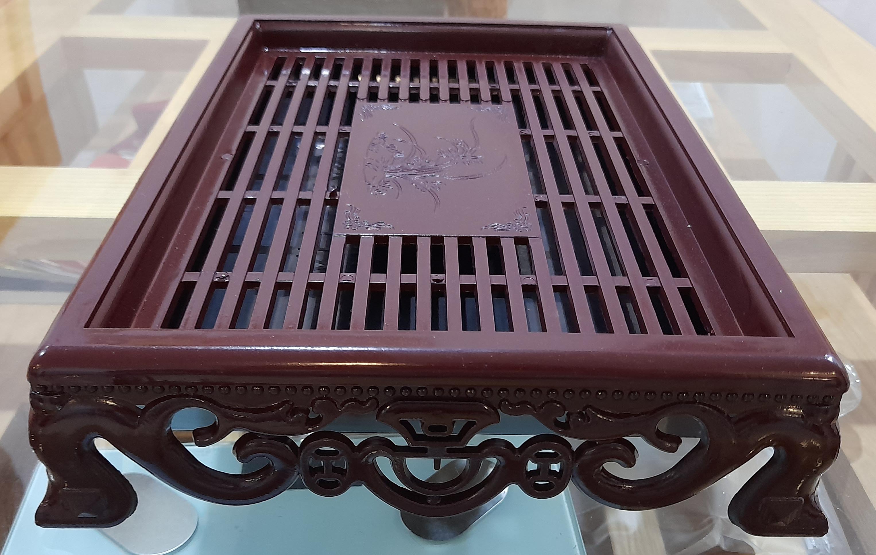 Khay trà nhựa giả gỗ, kích thước 32cm x 24 cm