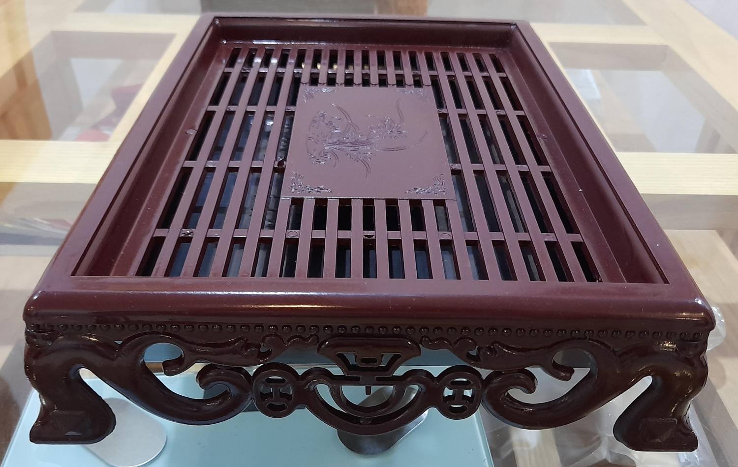 Khay trà nhựa giả gỗ, kích thước 32cm x 24 cm