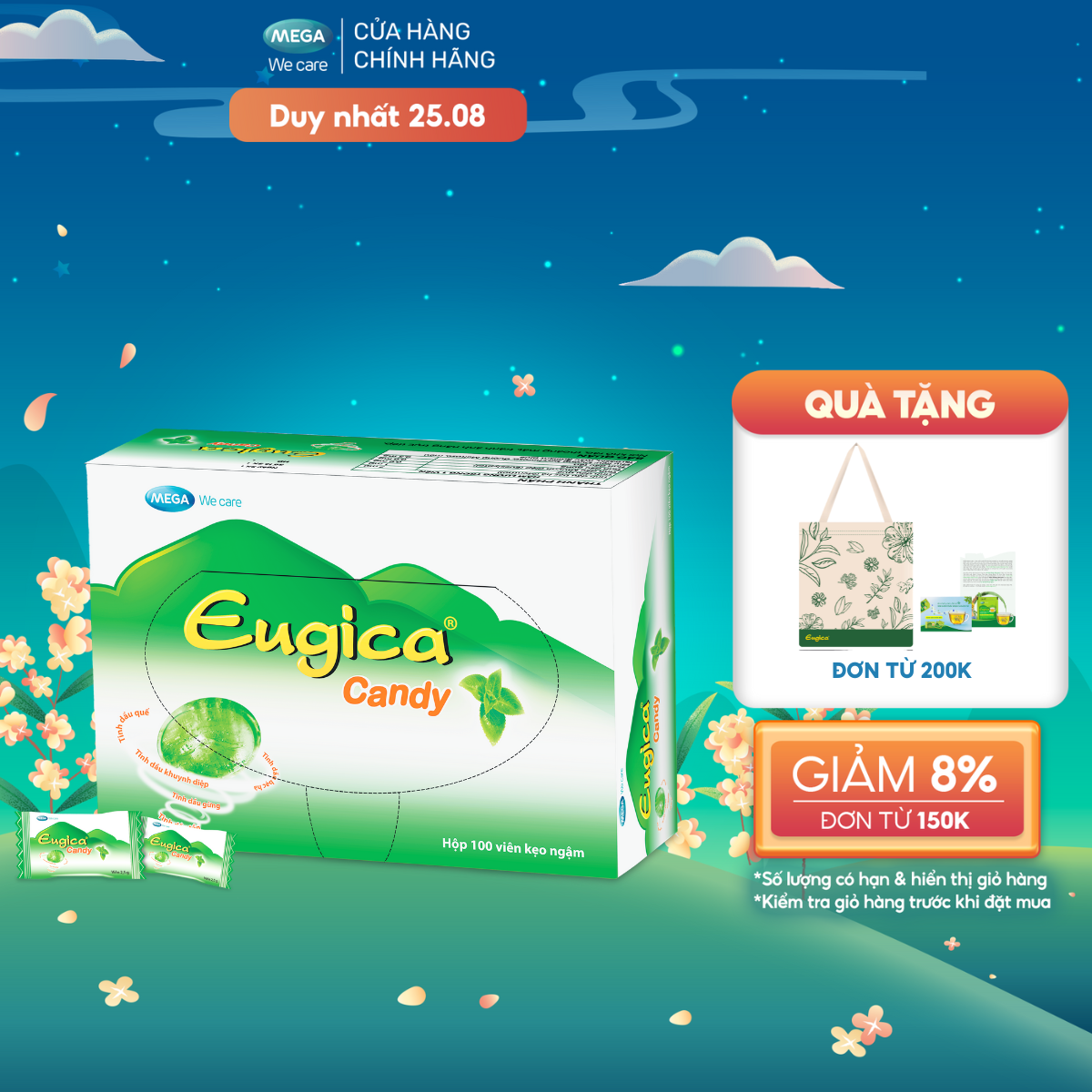 Kẹo ngậm thảo dược hỗ trợ giảm ho, rát họng eugica candy