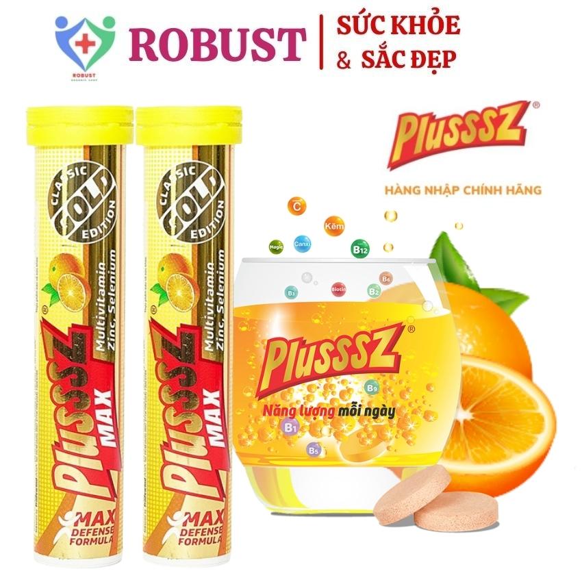 [Hoàn Tiền 10%] [HCM]Vitamin C viên sủi tăng sức đề kháng Plusssz Gold Max Multi vị Cam Bổ sung Vitamin C Tuýp 20 viên Robust