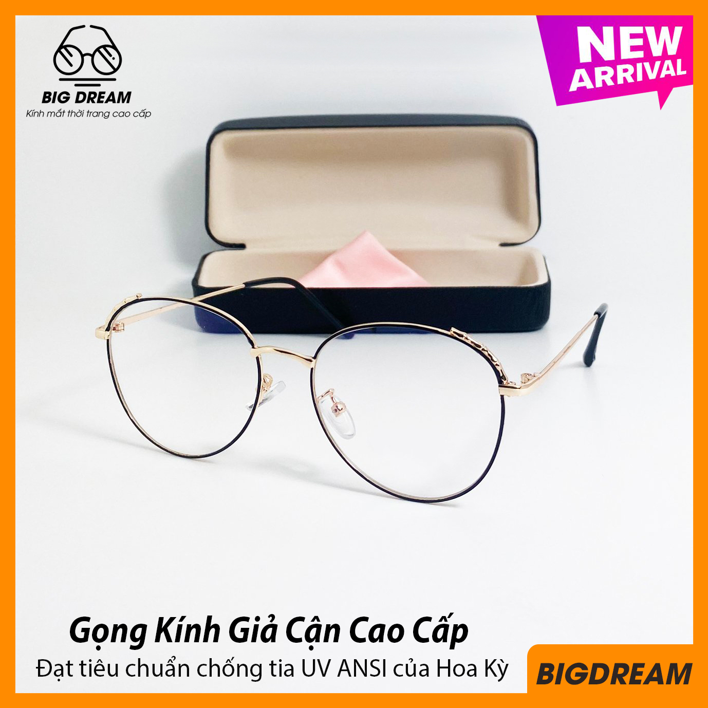 Mắt kính giả cận cao cấp dành cho nữ BDGC001 - Gọng kính chắc chắn thích hợp để thay tròng cận- Bảo hành 12 tháng 1 đổi 1