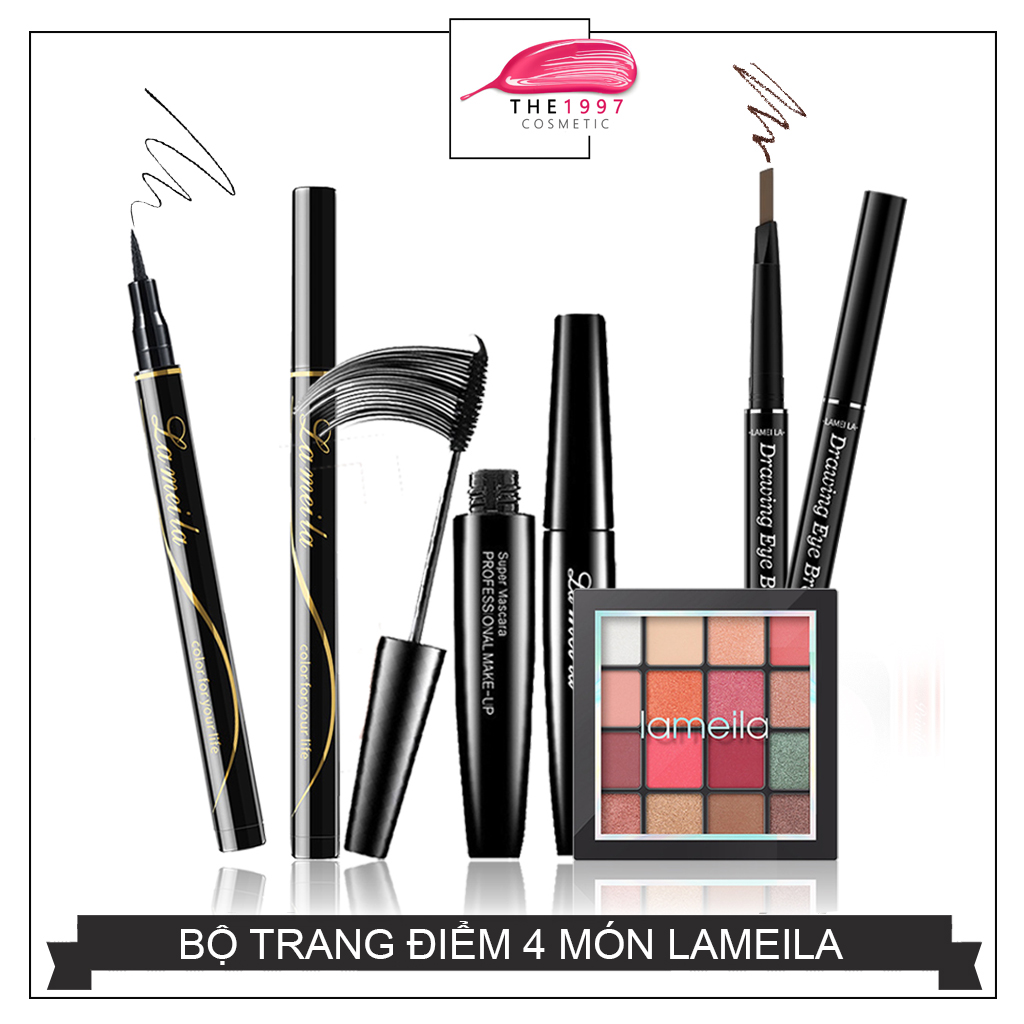 Bộ trang điểm cho mắt 4 món lameila mascara + chì kẻ mày + bút dạ kẻ mắt + phấn mắt