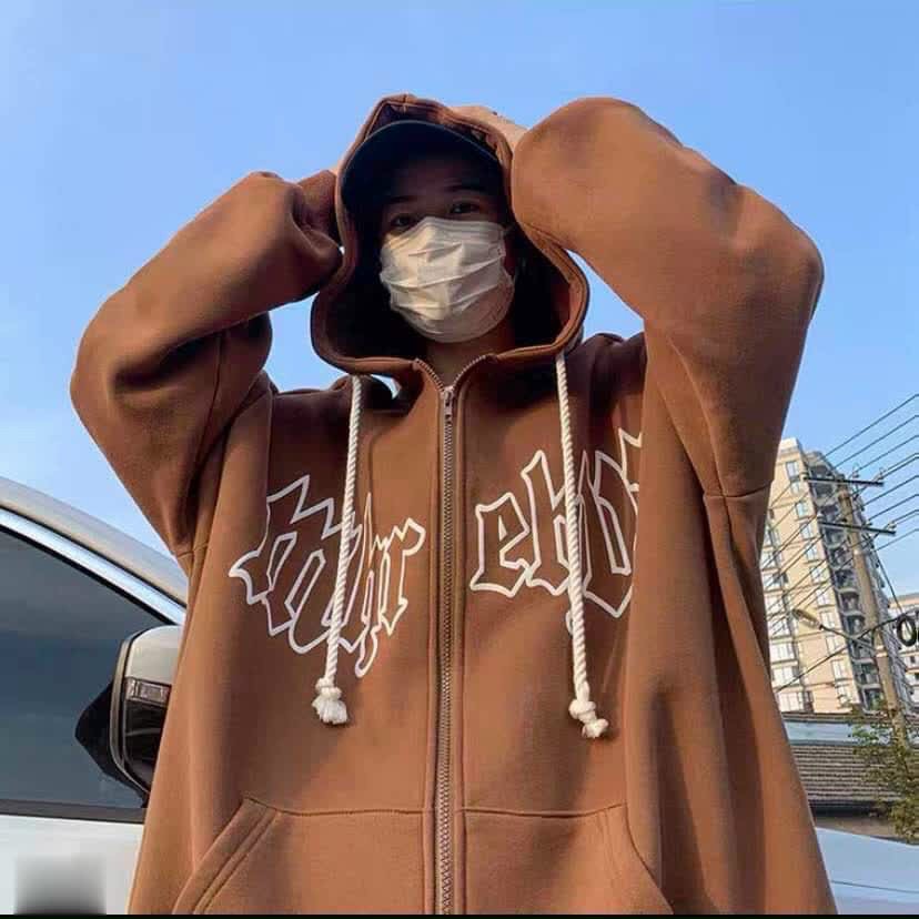 Áo khoác nỉ hoodies, áo khoác nữ, dây khóa kéo kiểu dáng phong cách thời trang
