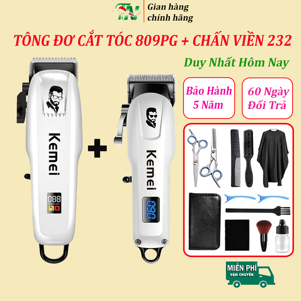 (RẺ VÔ ĐỐI)Tông Đơ Cắt Tóc Không Dây Chính Hãng KM-232, Tăng Đơ Hớt Tóc Gia Đình, Tông Đơ Cắt Tóc Chuyên Nghiệp Kiểu Dáng Mini Gọn Nhẹ Màn Hình LCD Sạc Pin Tiện Dụng