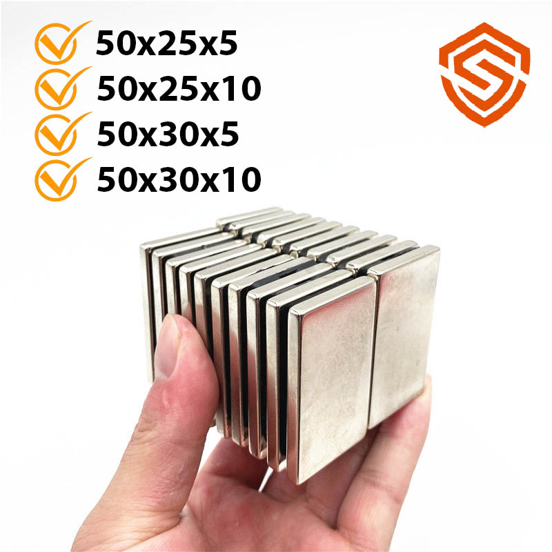 Nam châm đất hiếm 50x25x5mm, 50x25x10mm, 50x30x5mm, 50x30x10mm từ tính mạnh N35
