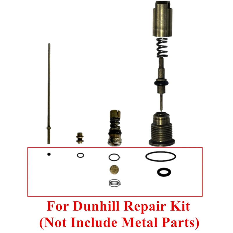 Bộ sửa chữa thay thế nâng cấp đa dạng cho bật lửa Dunhill thế hệ 1-5, bao gồm nút cao su, gioăng O, miếng bông lọc và lò xo.