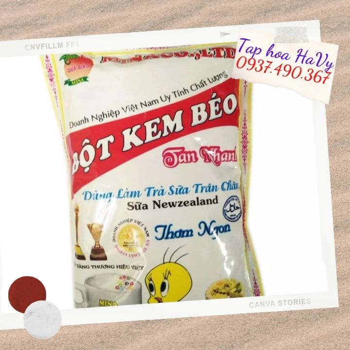 Bột kem béo mina 500g pha trà sữa trân châu tap hoa havy