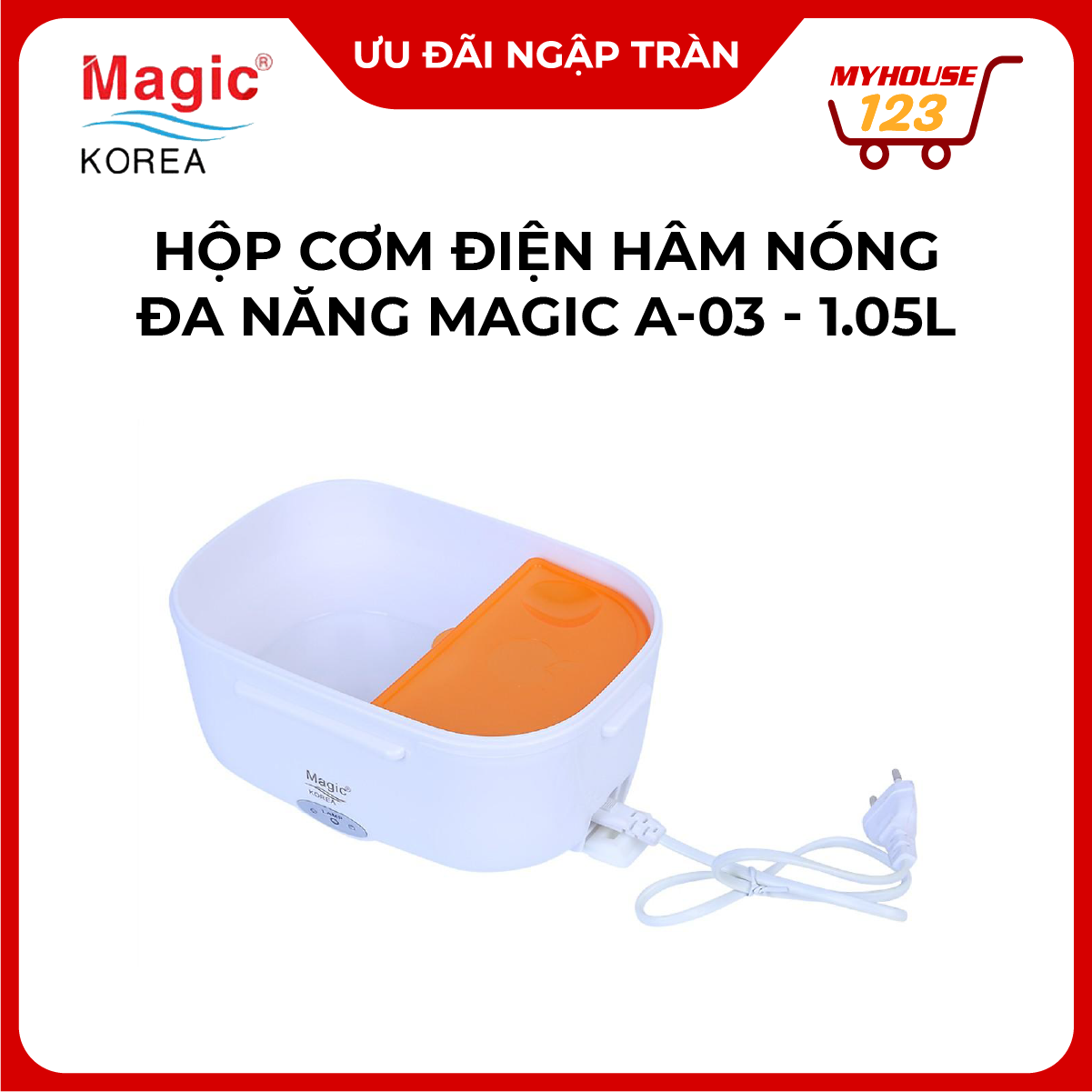 Hộp cơm điện hâm nóng đa năng magic a-03 dung tích 1.05l-công suất 40w