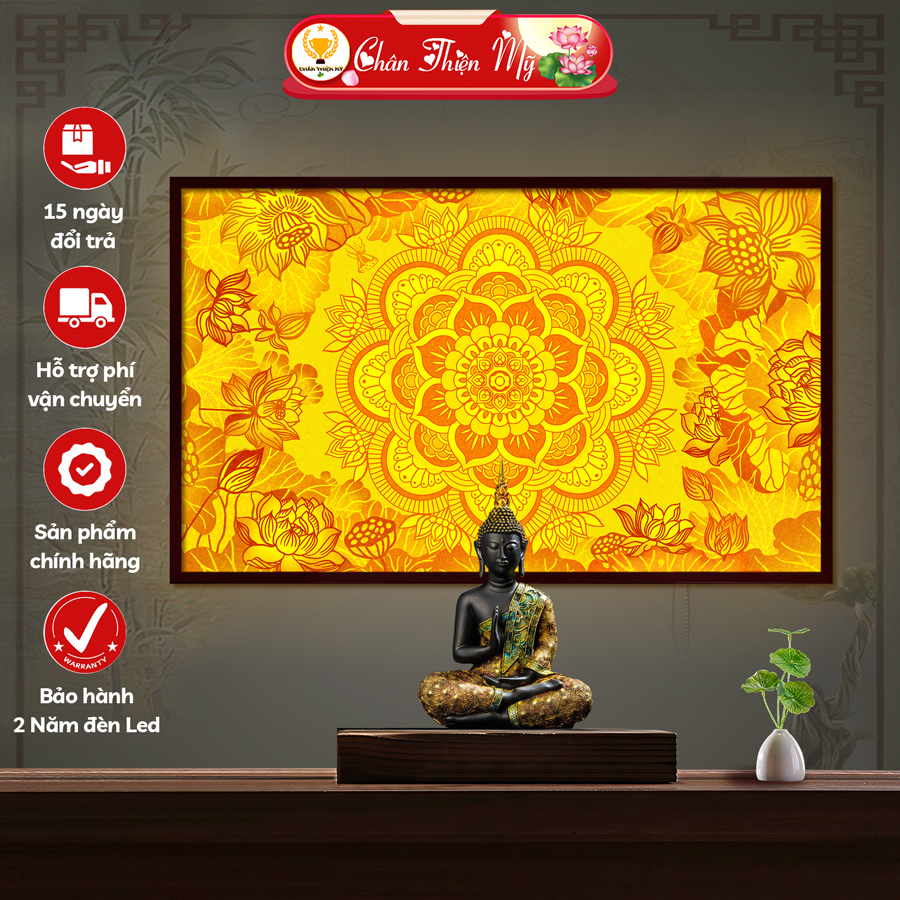 High-Quality Mandala Horizontal Printed Bamboo Painting, Truth and Beauty, Decorating Worship Room, Buddha Worship Board Tc-Tn-115