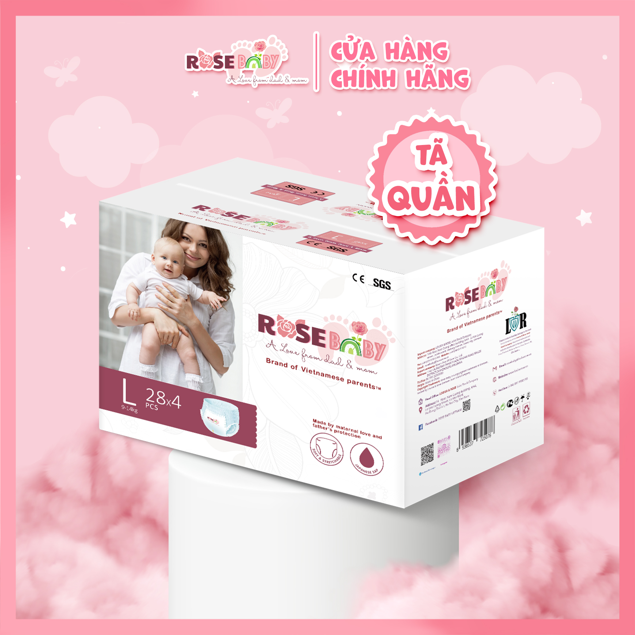 Thùng tã quần rose baby size l