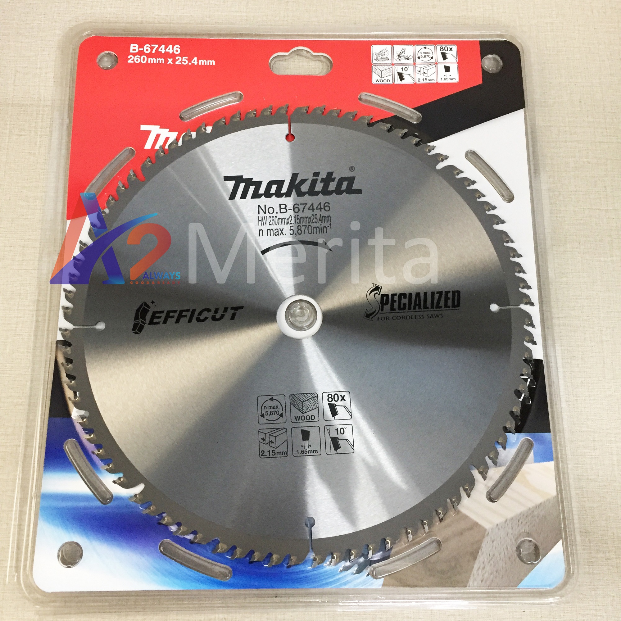 Lưỡi cắt hợp kim 260x25,4mm 80 răng makita b-67446