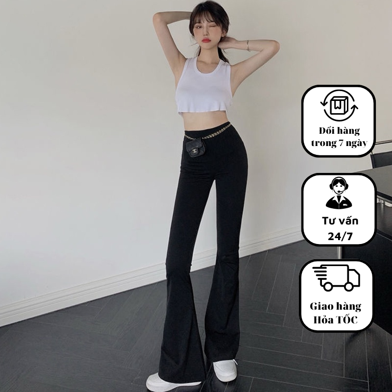 Quần legging ống loe cạp cao dáng dài chất vải cotton co giãn 4 chiều siêu hɑck dáng mã TT9