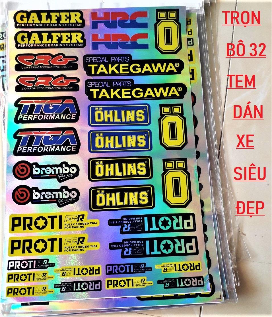 TEM DÁN XE TRỌN BỘ 32 TEM MẠ Crom 7 MÀU LOGO , TEM DÁN XE , DECAN DÁN XE , TEM TRANG TRÍ XE MÁY, PHỤ KIỆN ĐỒ CHƠI XE MÁY