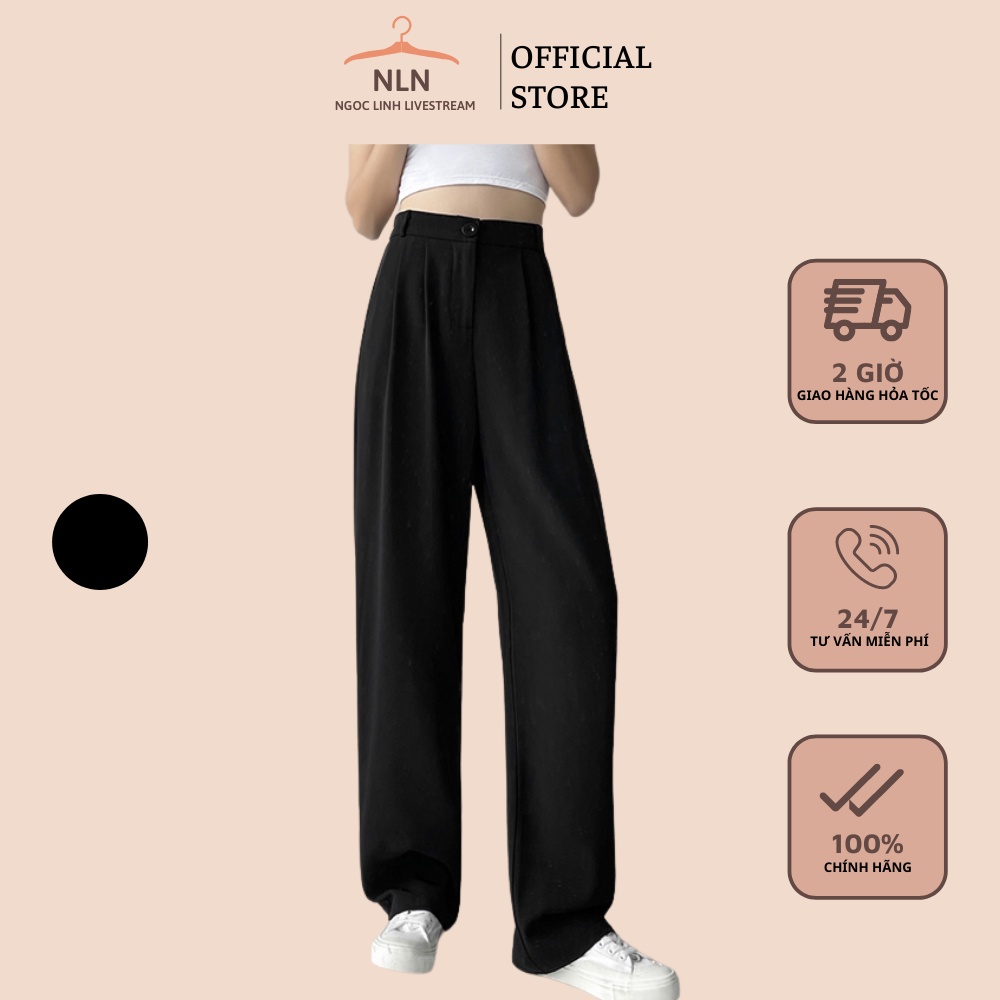 Quần vải ống rộng / quần ống xuông / quần tây nữ ống suông / quần tây ông suông / quần tây nữ / rộng dài cạp lưng cao mặc đi học làm công sở màu đen