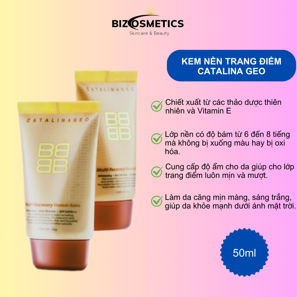Kem nền trang điểm đa chức năng Catalina GEO Multi Recovery Blemish Balm 50ml