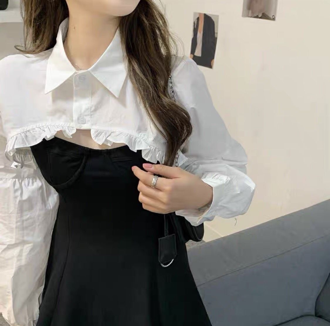 ÁO SƠ MI CROPTOP PHỐI BÈO FROM 50KG TRỞ LẠI