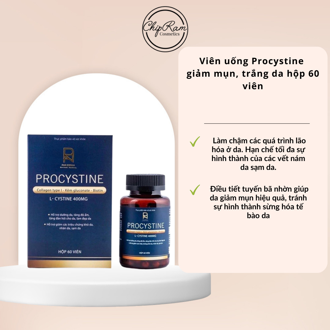 Viên uống Procystine giảm mụn, trắng da hộp 60 viên