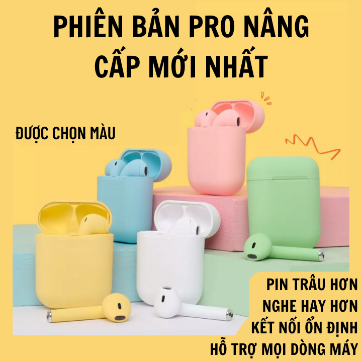 Tai Nghe Bluetooth Phiên Bản Pro Nâng Cấp Chip Mạnh Mẽ, Nút Cảm Ứng, Micro 2 Bên, Chống Ồn, Nghe Hay, Hỗ Trợ Mọi Dòng Máy, Tai Nghe Bluetooth Không Dây, Tai Nghe Nhét Tai, Tai Nghe Bluetooth Pin Trâu