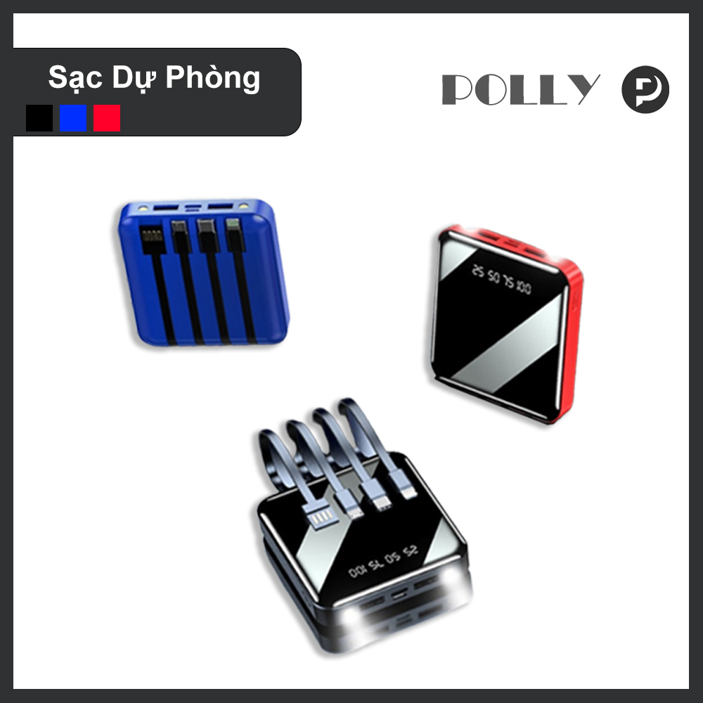 【HCM】Sạc Dự Phòng  8000/20000MAh Cáp Đầu Ra USB Cho iPhone Cáp Sạc Dự Phòng Cho OPPO iPhone 12 11 Promax VIVO Y11 Samsung S10Plus Với Đèn LED Và Chức Năng Hiển Thị Kỹ Thuật Số ngân Hàng(Đi kèm với bốn cáp sạc)