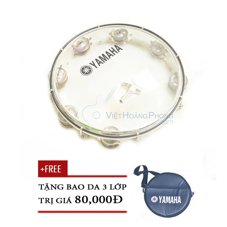 [HCM]Trống lắc tay - trống gõ bo - Tambourine Yamaha MT6-102T (Trắng trong) + Bao da 3 lớp - HappyLive Shop