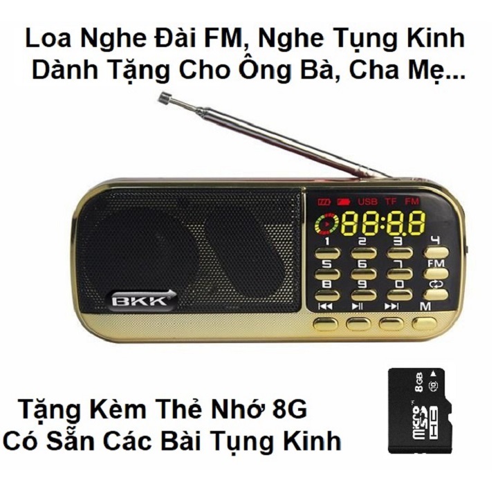 Đài Tụng Kinh Nghe Kinh Phật, Tặng Thẻ Nhớ 8g Có Sẵn Các Bài Tụng Kinh, Tặng Kèm 2 Pin Sạc, Đài AM FM Di Động - Máy Nghe Nhạc
