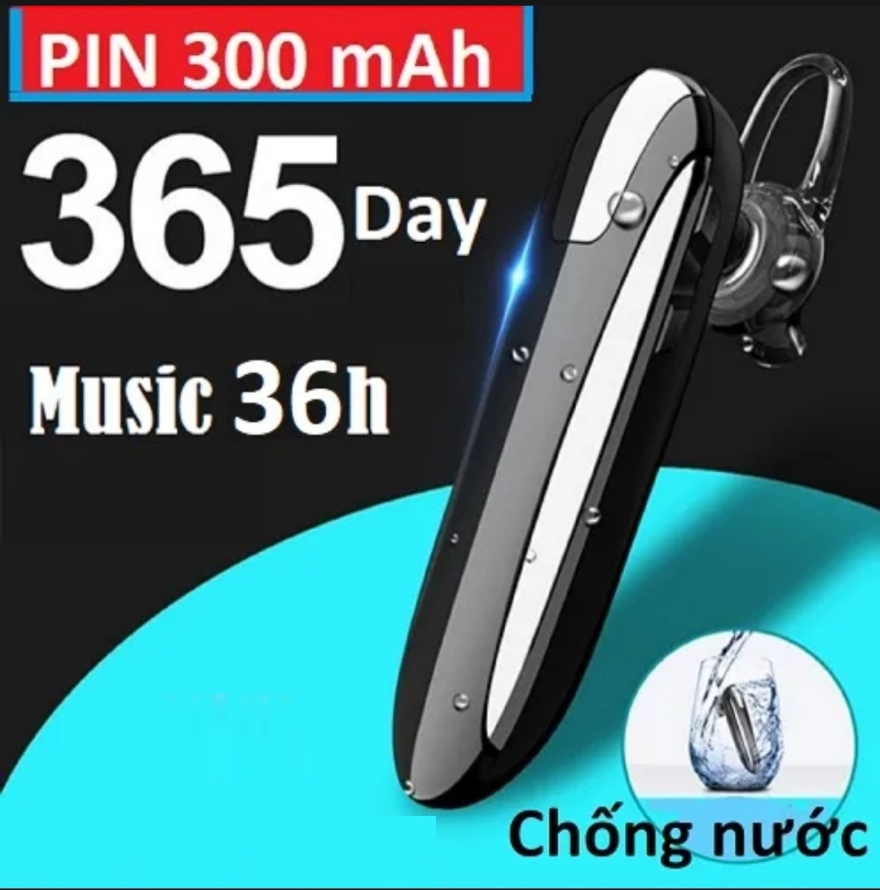 Tai nghe bluetooth không dây 5.1 , kết nối 2 điện thoại , pin 300mAh  nghe nhạc  đàm thoại   lên đến 30 giờ , tặng kèm tai nghe phụ .