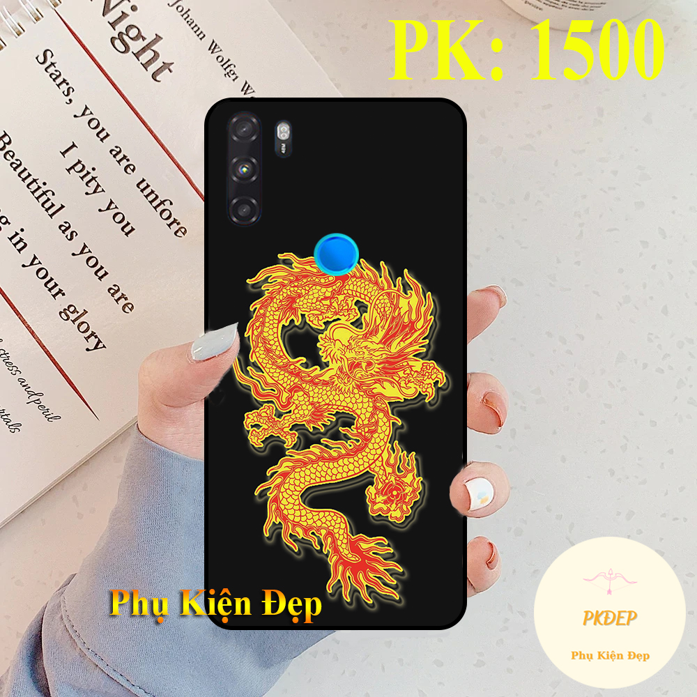 Ốp lưng Vsmart Active 3 dẻo đen in hình rồng nghệ thuật