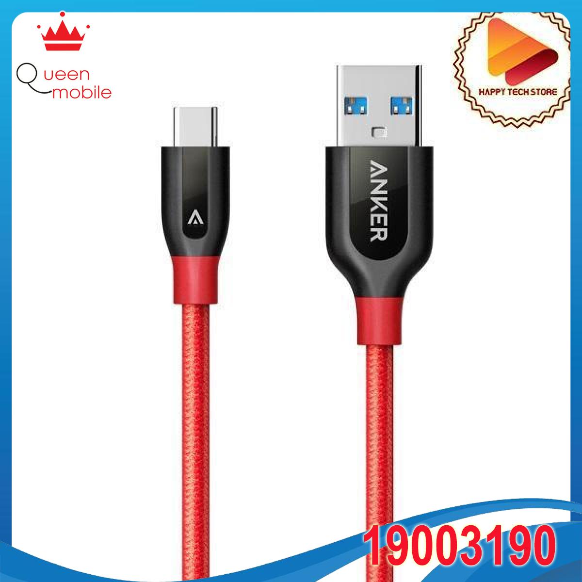 Cáp dây dù siêu bền type c dùng cho điện thoại, macbook anker powerline+ usb 3.0 ra usb-c - dài 0.9m - a8168