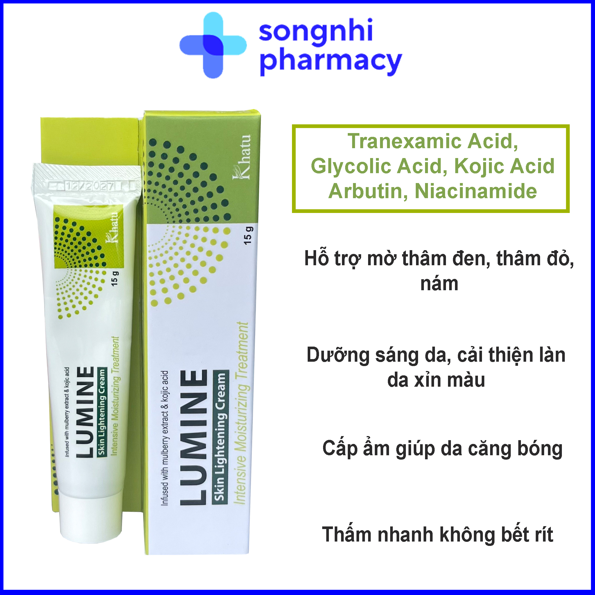 LUMINE Kem Dưỡng Hỗ Trợ Sáng Da, Mờ Thâm Nám 15g Lumine Skin Lightening Cream