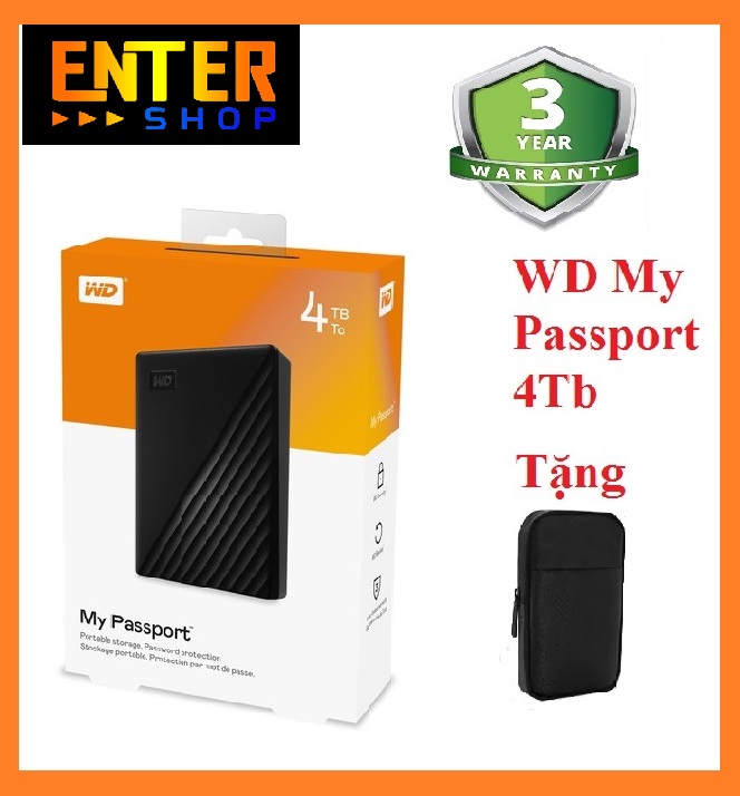 Ổ cứng di động WD My Passport 4Tb Model 2019 Tặng túi chống sốc