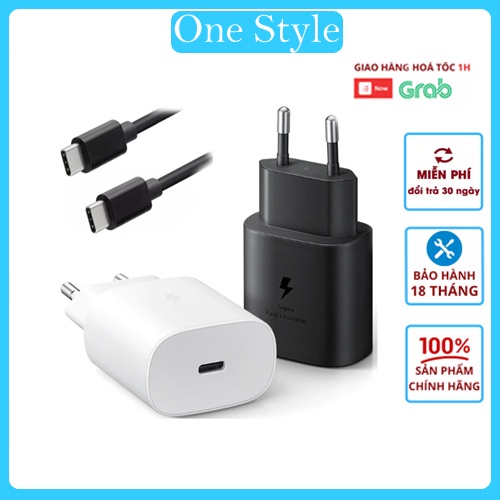 Bộ sạc nhanh 25w củ cáp sạc samsung note 10 note 20 a70 a71 a80 a90 s20 s20+ s20ultra - onestyle store
