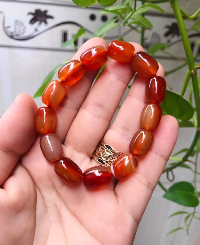 VÒNG TAY LU THỐNG ĐÁ MÃ NÃO ĐỎ VÂN ĐẸP HÀNG TỰ NHIÊN 10LY