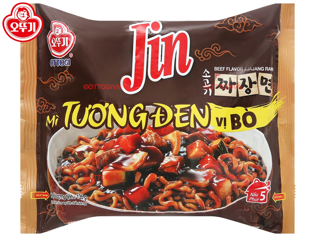 Combo 3 gói Mì Jin tương đen vị bò Ottogi 135g