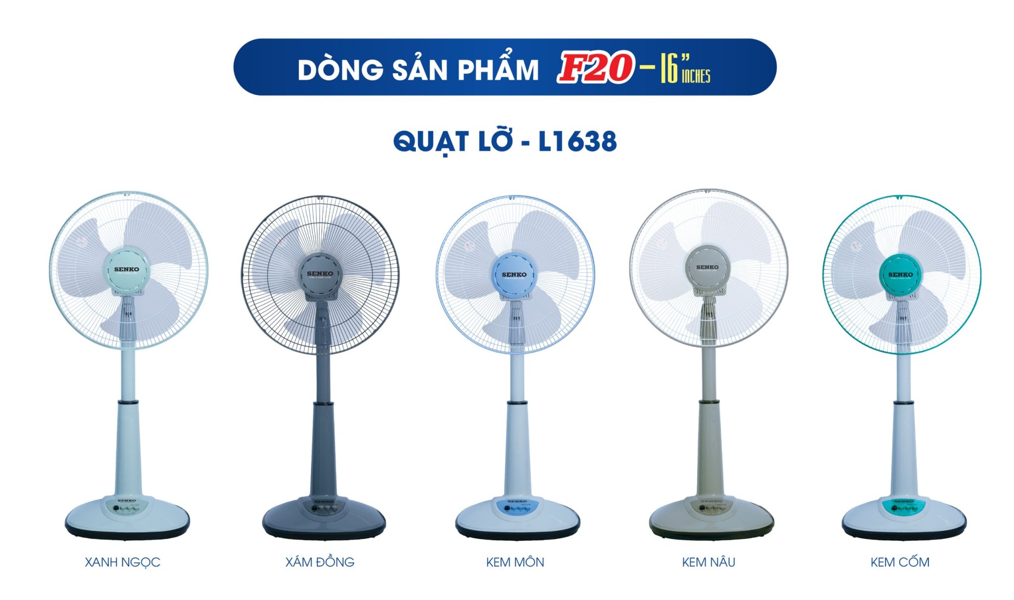 Quạt lửng ống nhựa Senko L1638 GIAO MÀU NGẪU NHIÊN