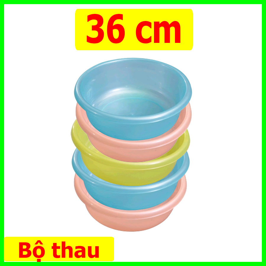 Combo 5 thau nhựa SIZE 36 cm. Màu ngẫu nhiên