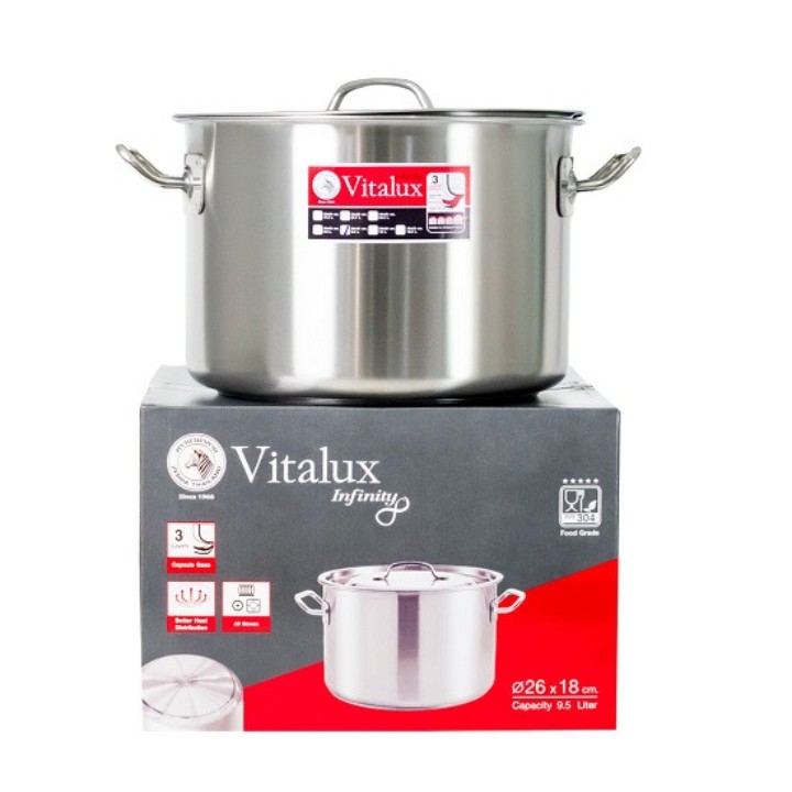 Nồi hầm inox 3 đáy vitalux infinity 26cm x 18cm - 171326
