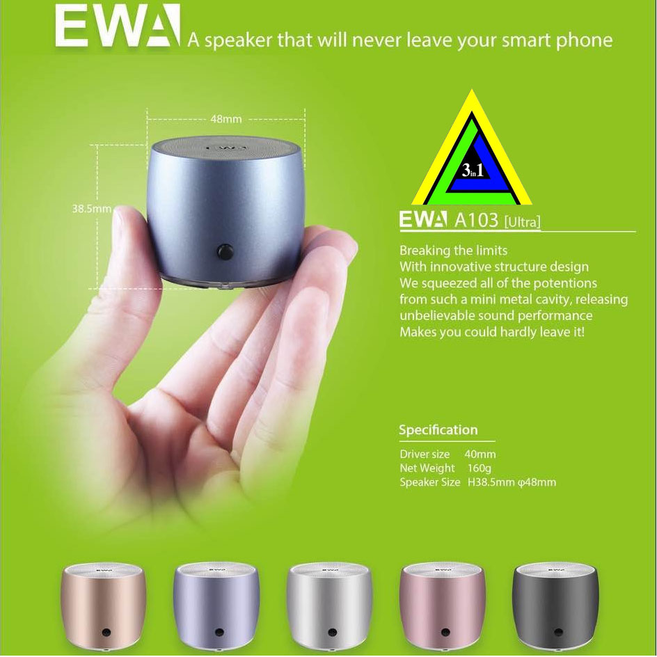 Loa mini ewa a103 bluetooth 4.1 loa siêu trầm âm thanh nổi hifi loa không dây loa di động bluetooth