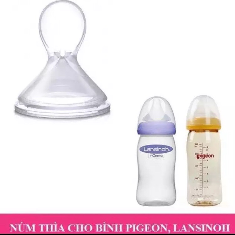 Núm thìa ăn dặm lắp bình pigeon, Lansinoh, Toom cổ rộng.