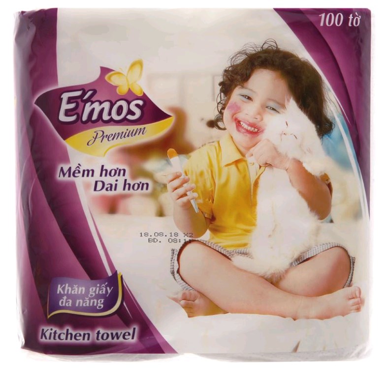 1 gói khăn giấy đa năng e mos - e'mos premium 100 tờ 1 lớp