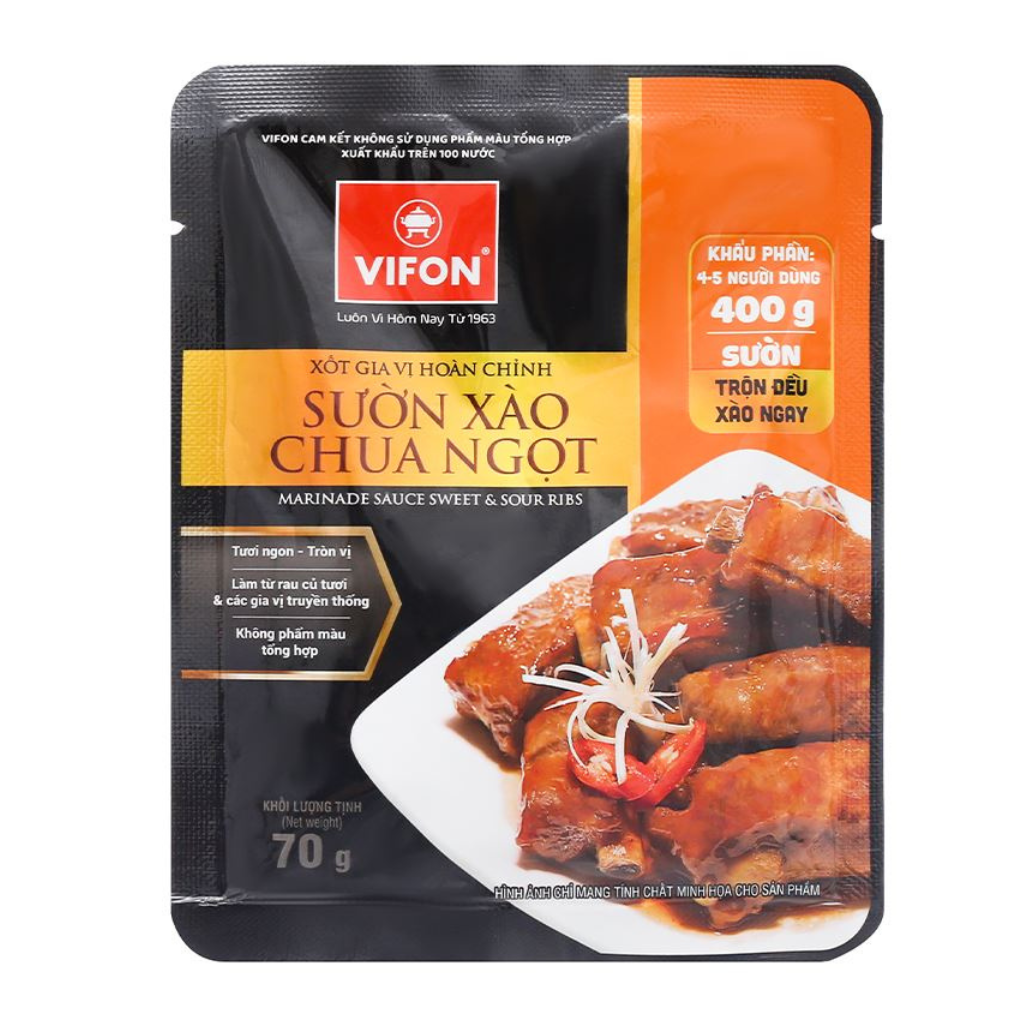 Gói gia vị sườn xào chua ngọt,sốt gia vị hoàn chỉnh sườn xào chua ngọt Vifon 70 gram