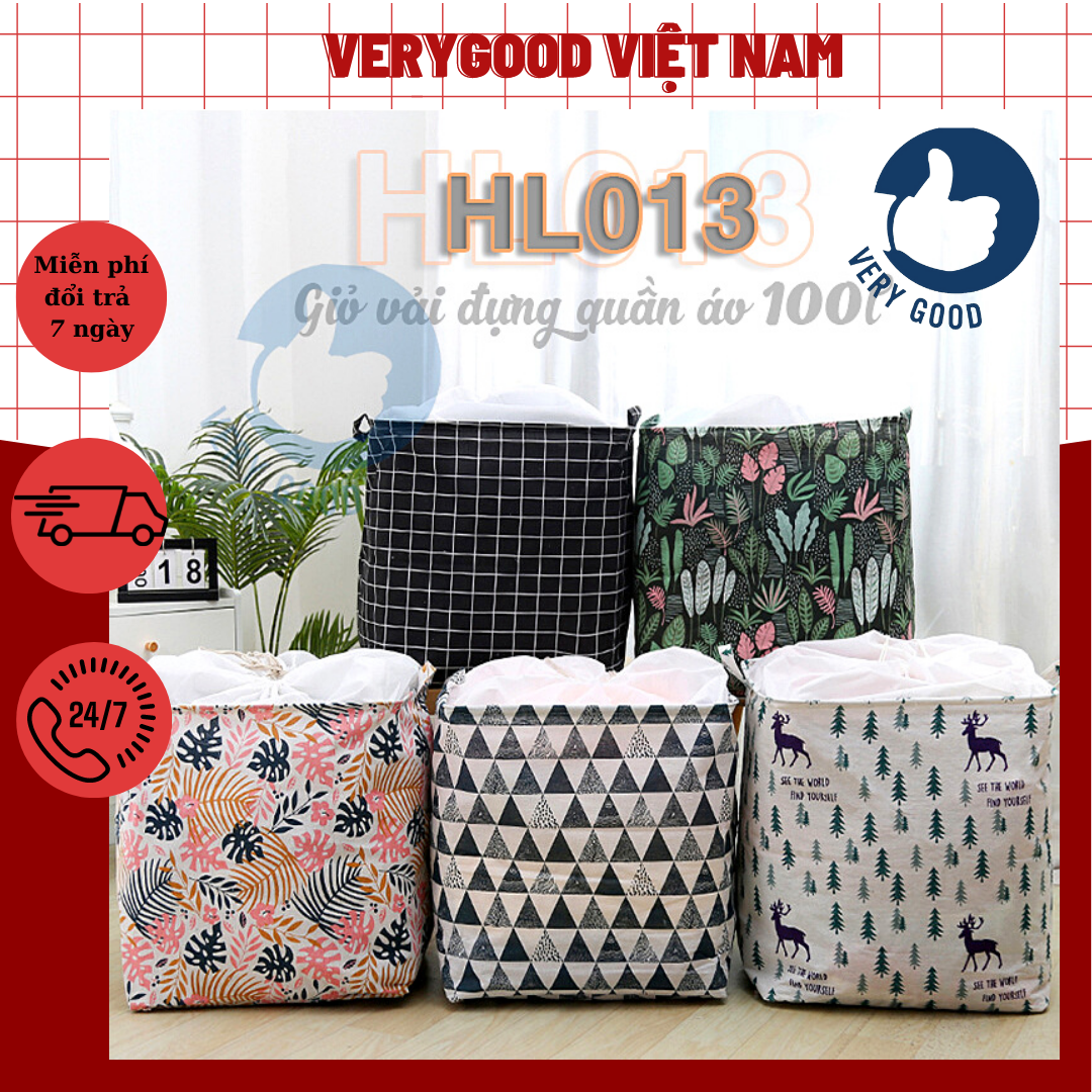 Giỏ vải đựng đồ Giỏ đựng quần áo túi đựng chăn màn đa năng washday bằng vải cỡ lớn siêu to có thể gấp gọn Túi vải đựng đồ Túi đựng quần áo đồ đạc không thấm nước vintage xinh xắn HL7 - túi vải đựng quần áo HL013