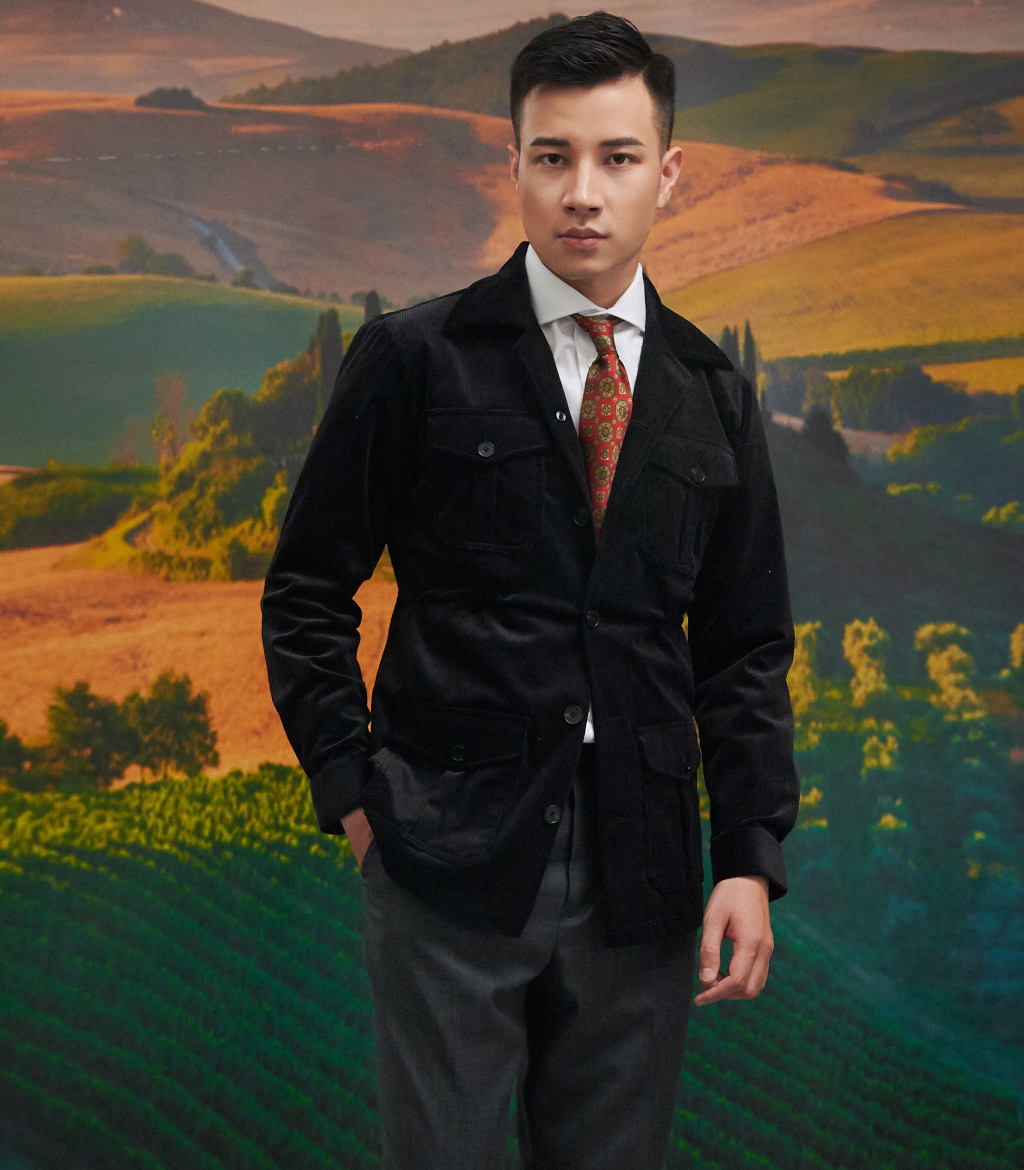 Áo Safari Jacket Nhung Đen SF0008 - Vải nhung cao cấp màu sắc sang trọng. Áo Jacket cao cấp - KILEE