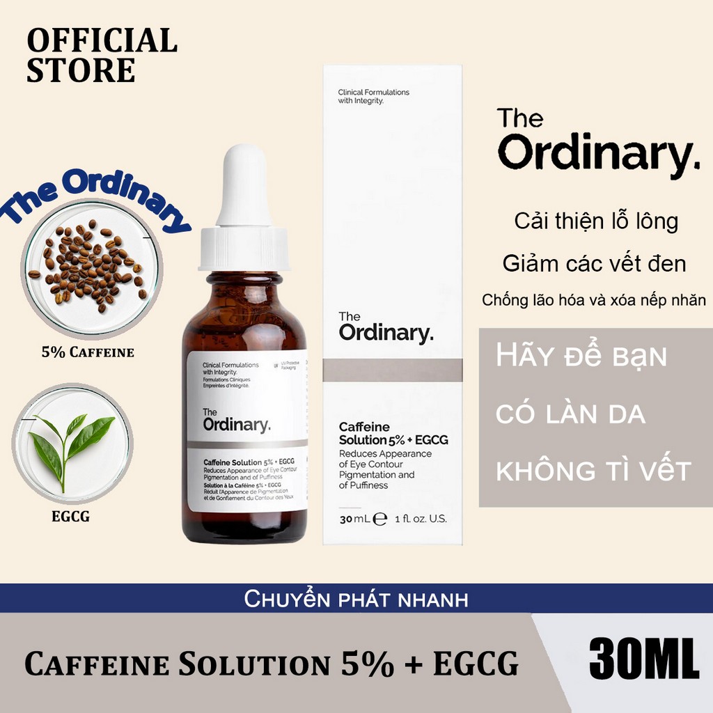 Tinh Chất The Ordinary Caffeine Solution 5% + EGCG 30ml Serum Dưỡng Mắt-Serum giảm quầng thâm và bọng mắt
