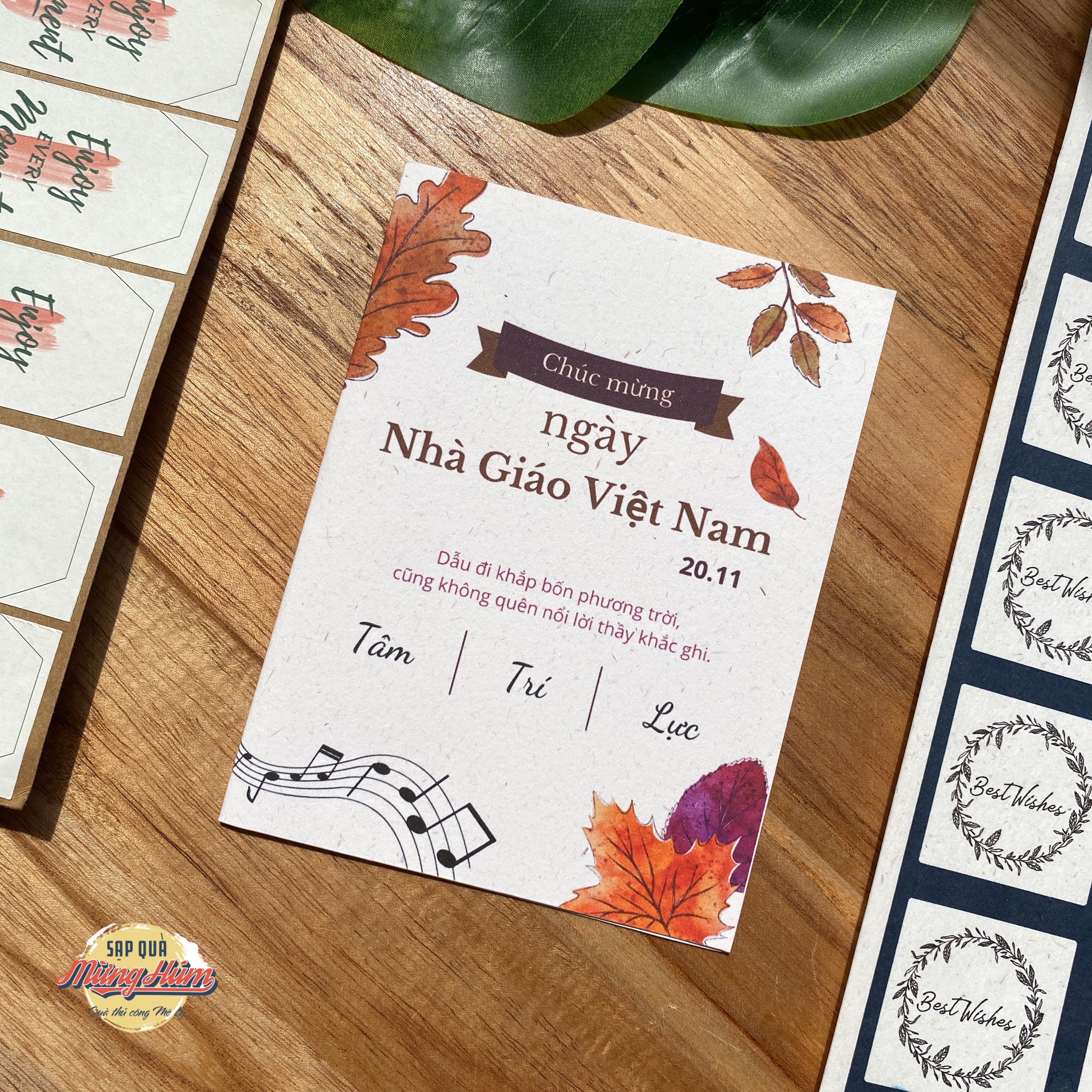 Tri ân ngày Nhà giáo Việt Nam. Set thiệp đi kèm bao thư tinh tế, chất liệu thuần kraft, vintage.