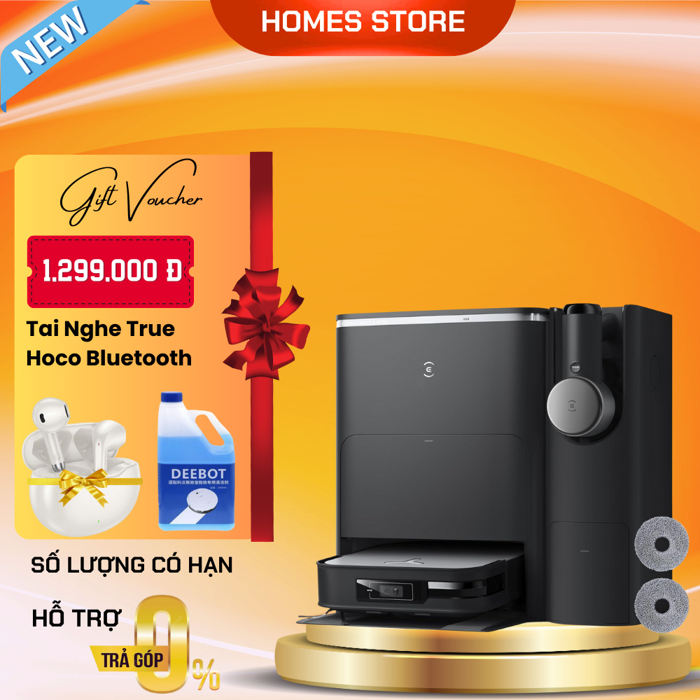 Robot hút bụi lau nhà kèm máy hút bụi cầm tay ecovacs deebot x2 combo - lực hút 8.700pa -trợ lý giọng nói - bảo hành 2 năm