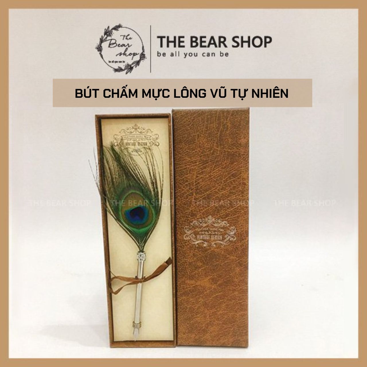 Bút chấm mực bút máy gắn lông vũ kiểu dáng cổ điển - The Bear Shop