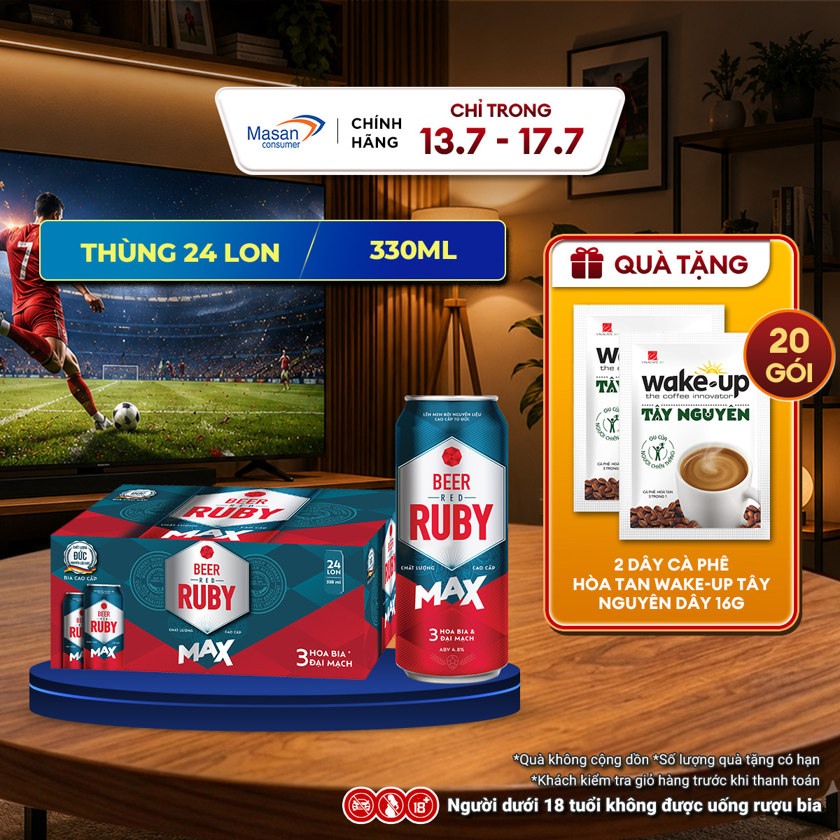 Bia Red Ruby Max - Thùng 24 Lon x 330ML