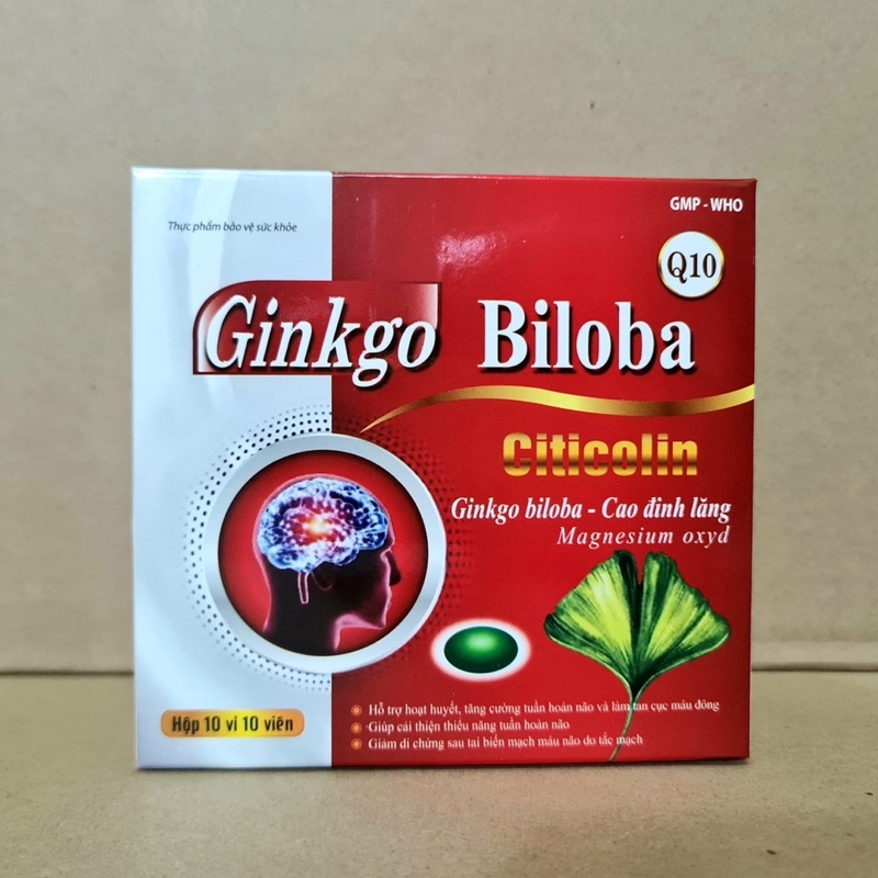 Bổ não Ginkgo Biloba 240mg Citicolin Coenzym Q10 giúp hoạt huyết, dưỡng não